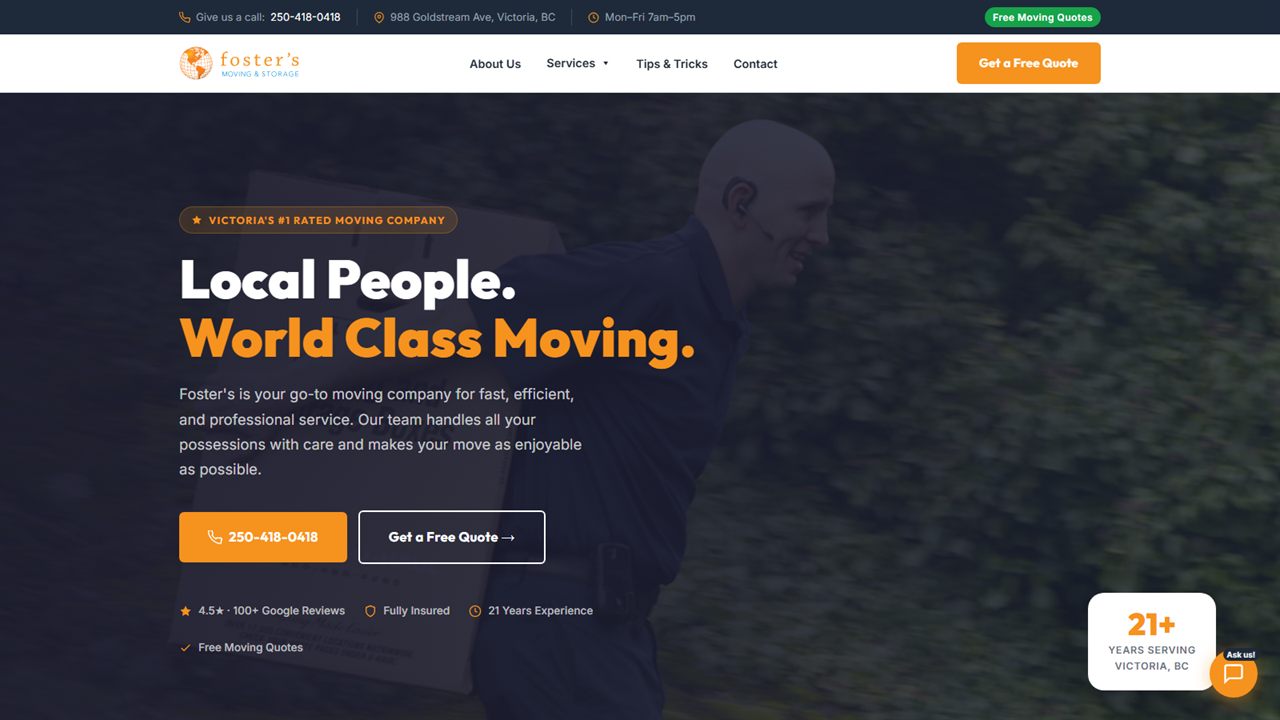 Foster's Moving & Storage website